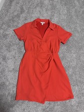 Nine West women's sheath dress orange collared V neck short sleeve size M