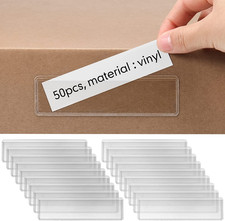 50 Pack Label Holders Self Adhesive Clear Label Pockets 1.2 X 4.3 Inch Plastic S
