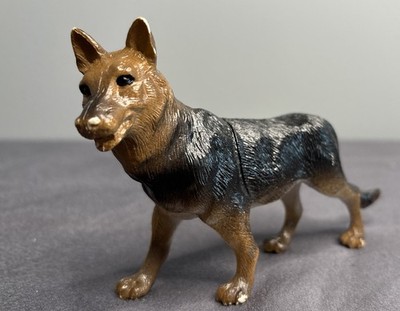 German Shepard Dog Toy Figure Textured Plastic 4'' Vintage