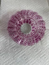 Vintage Sydenstricker Fused Glass Cranberry Embassy Fluted Plate Bowl- single 