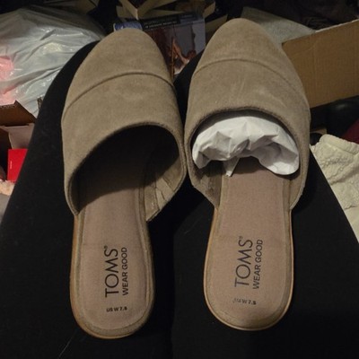 TOMS Beige Solid Pattern Suede Slip-On Flats Closed Toe Women's Size 7.5