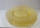 Vintage Hazel Atlas Florentine Poppy Yellow Depression Glass 10" Plates Set Of 5