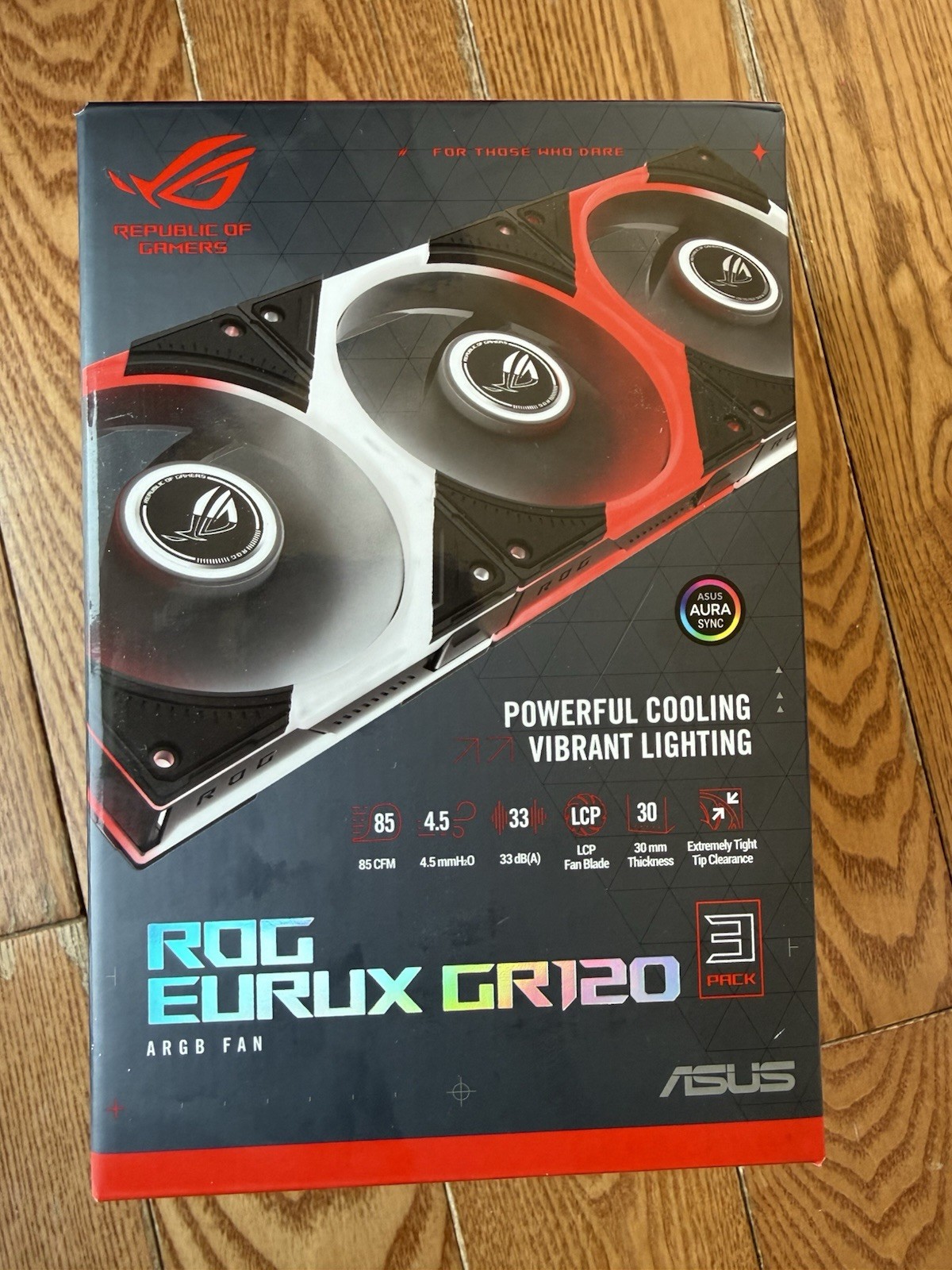 ASUS ROG Eurux GR120 ARGB PWM Fan Triple Pack 120mm PWM Fan, 2600RPM Daisy Chain