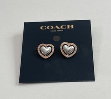 Coach Stud Earrings Heart Shape - Rose Gold /...