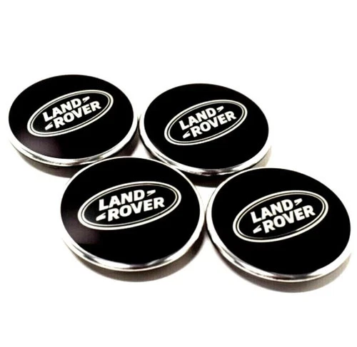 4x Land Rover Wheel Centre Caps 63mm Black Rim Hub Badge Covers Discovery Range