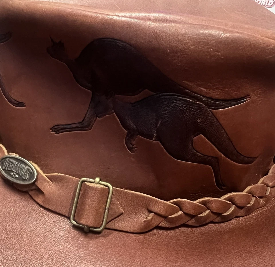 Sombrero de cuero suave australiano Overlander de colección piel de canguro trenzado en relieve Foto 4 de 4