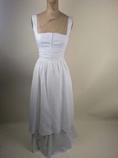 Reformation white linen tiered bodice dress