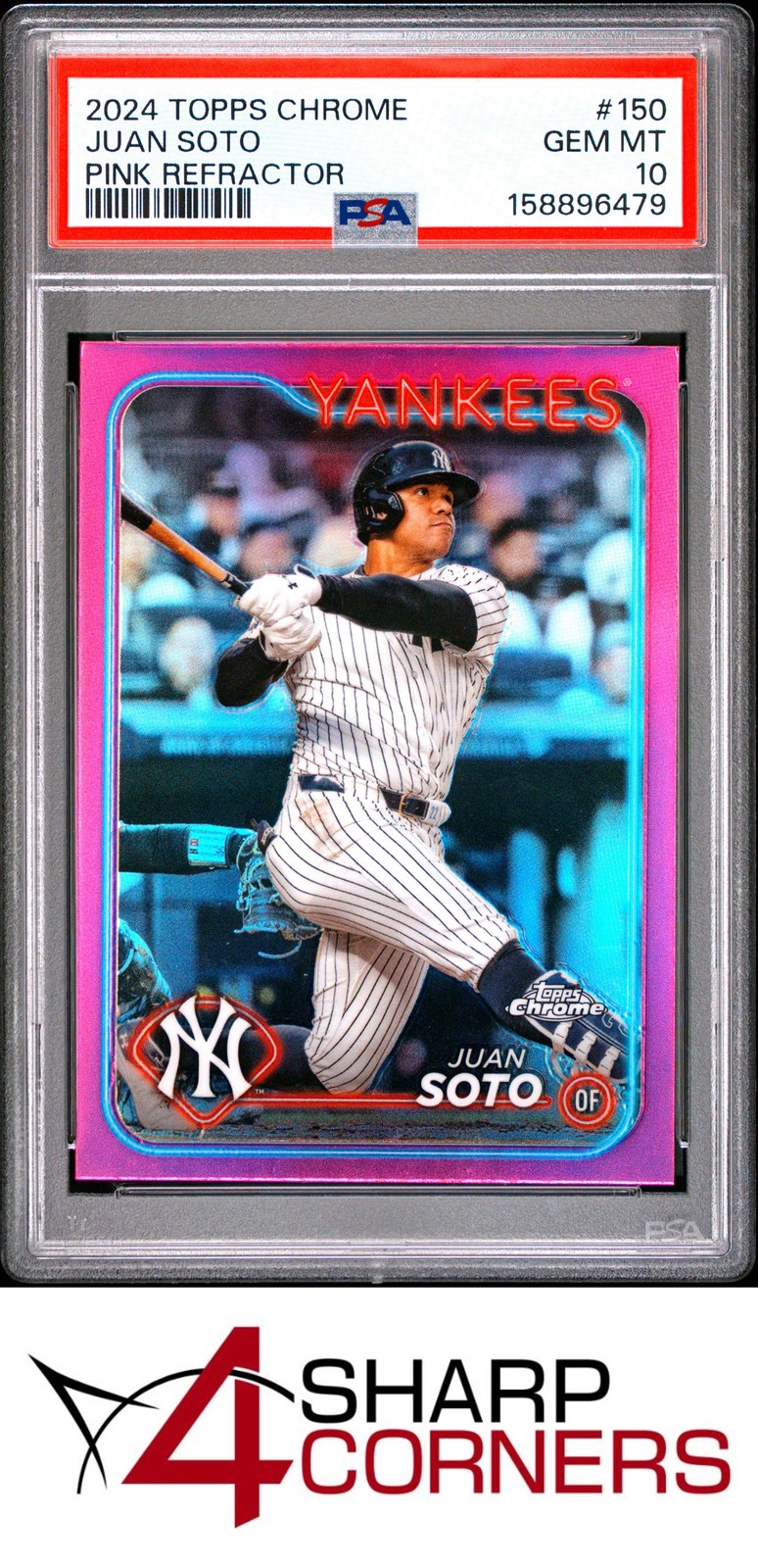 2024 TOPPS CHROME PINK REFRACTOR #150 JUAN SOTO PSA 10