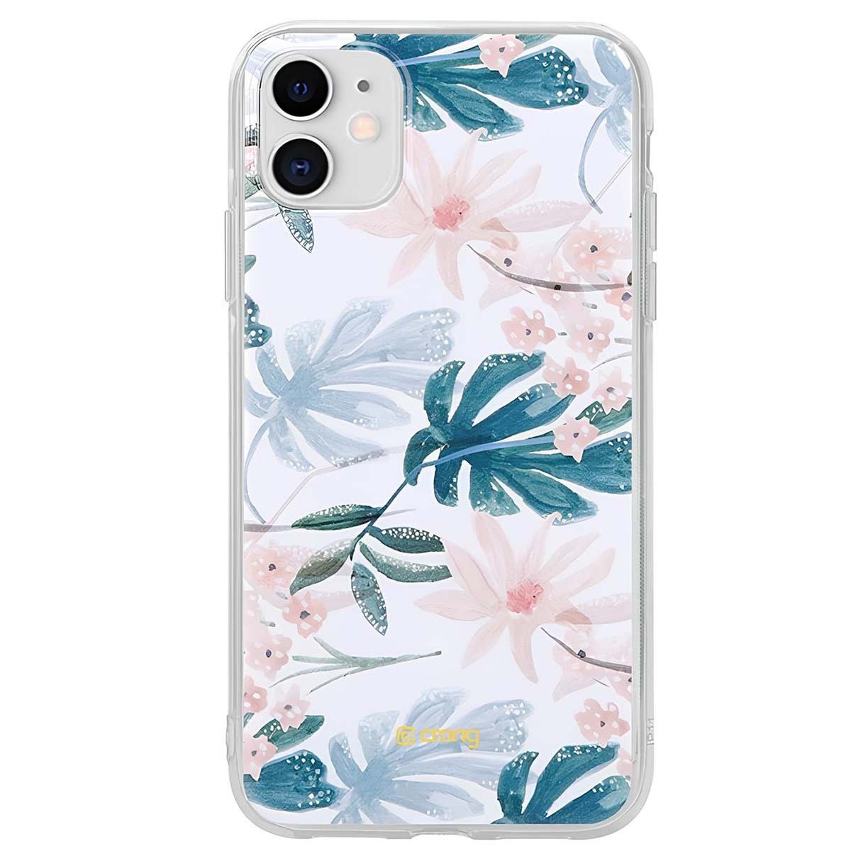 Coque iPhone 11 Crong Fleur 01 - Protection ultra élégante blanche et bleue
