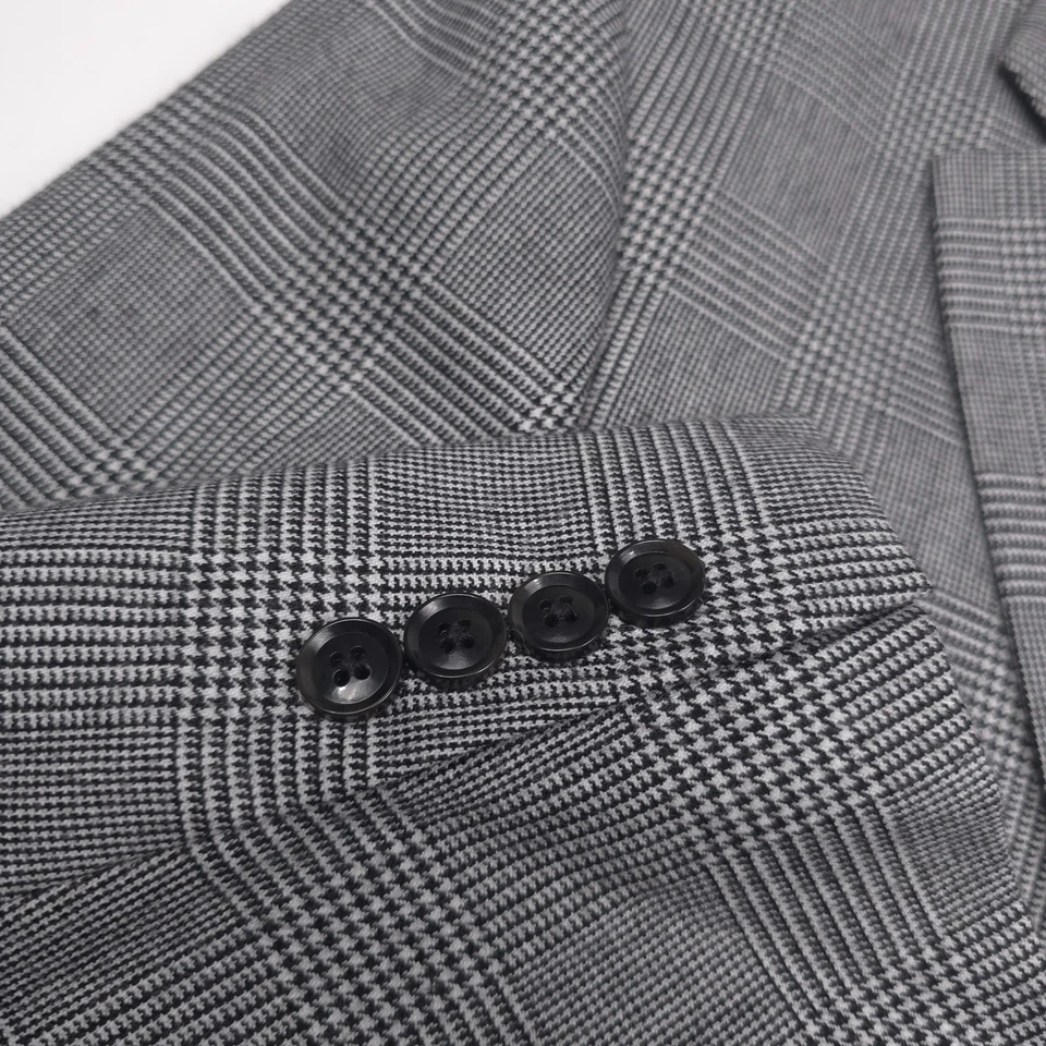 Traje de lana BAR III blanco y negro a cuadros calce ajustado de tres piezas para hombre talla 40S X 33 Foto 4 de 4