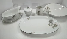 Set 6 Winterling Roslau Smoke Rose Gray Bavaria Platter, Gravy Boat, Bowl....