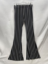 No Boundaries Juniors Size Medium 7-9 Black/White Stripped Flared Pants