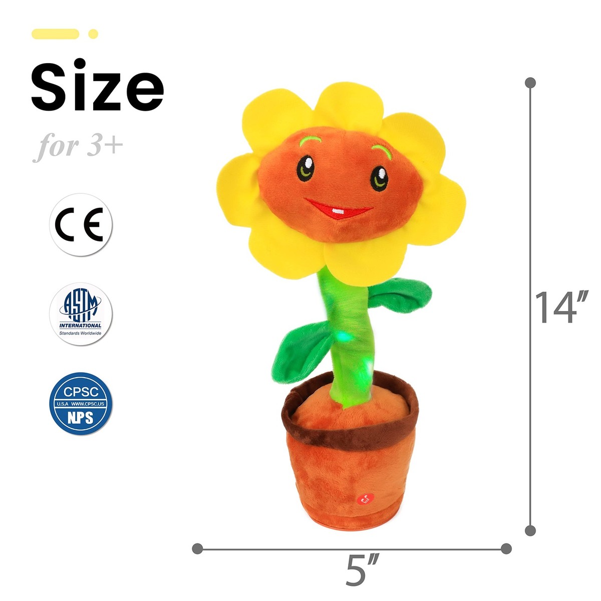 Easfan Singing Dancing Sunflower Talking Toy Electric Musical