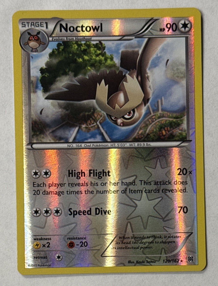2015 Pokemon TCG Noctowl 120/162 Reverse Holo Rare XY Breakthrough Ungraded