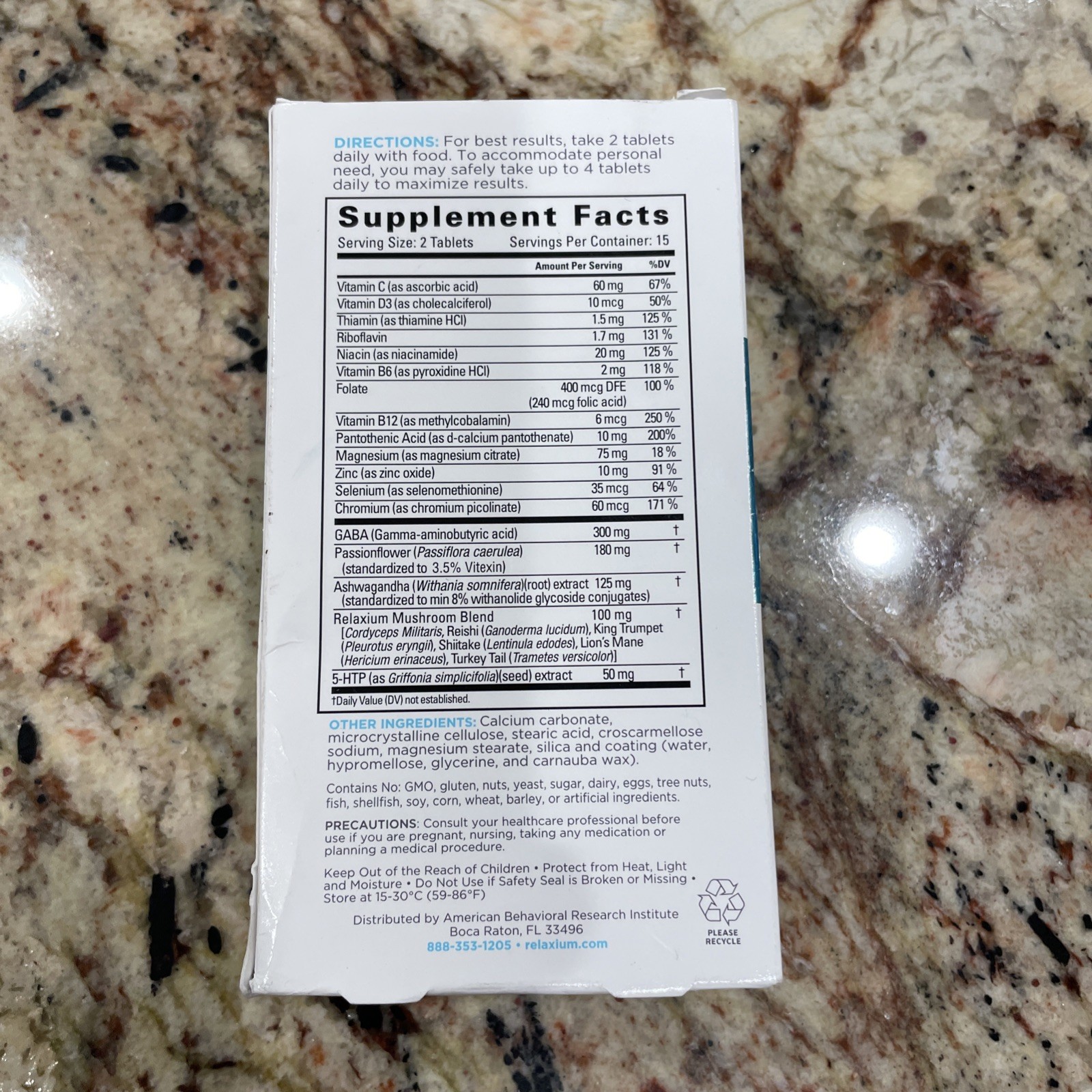 Relaxium Calm, Non-Habit Forming, Stress and Mood Support Supplement 30 Tablets