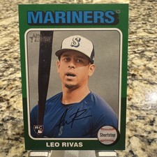 2024 Topps Heritage High Number Green Border #711 Leo Rivas RC + Base Mariners