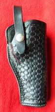 RH WESTERN BASKET WEAVE HOLSTER BLACK LEATHER 7" HIGH x 3 1/2" WIDE