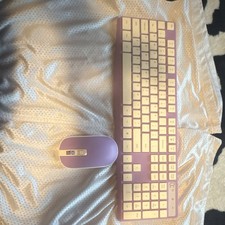 Purple White Wireless Keyboard and Mouse Bundle, Plug Play, QWERTY, PC3384