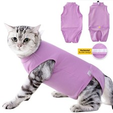 Cat Recovery Suit Anti-Lick Jumpsuit After Surgery with Horizontal Buckle