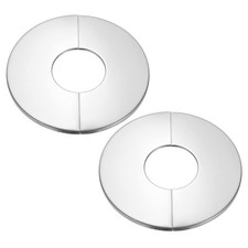 2Pcs Wall Split Flange 2.5" Round Self-Adhesive Escutcheon Plate Silver