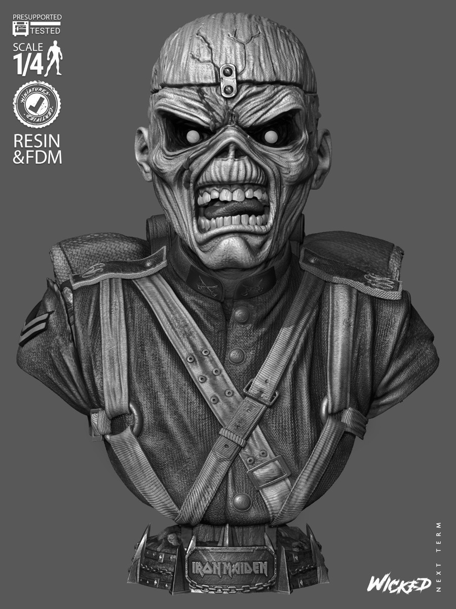 Eddie - Iron Maiden (Bust) - 1/4 Scale 3D Print Model Kit