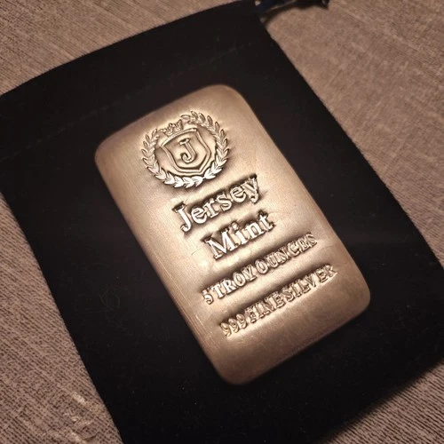 5 oz 0.999 Silver Bullion Casted Bar - Jersey Mint - In Stock