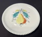 Vintage Westmoreland Beaded Edge Milk Glass Painted Fruit Plate 7-1/2” Pear