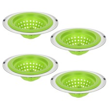 4Pcs Silicone Sink Strainer Kitchen Sink Drain Strainer Stopper 4.4" Green