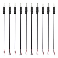 10-Pack 3.5mm 1/8" to Speaker Wire TRS Stereo Male Plug to Bare Wire Pigtail ...