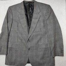 Vintage Hart Schaffner Marx Sport Coat Mens 43R Gray Plaid Wool Tweed USA Blazer