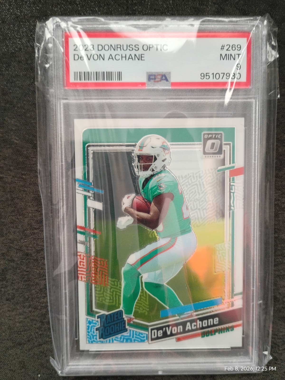 2023 Panini Donruss Optic - Rated Rookie De'Von Achane #269 Rocket Prizm (RC)
