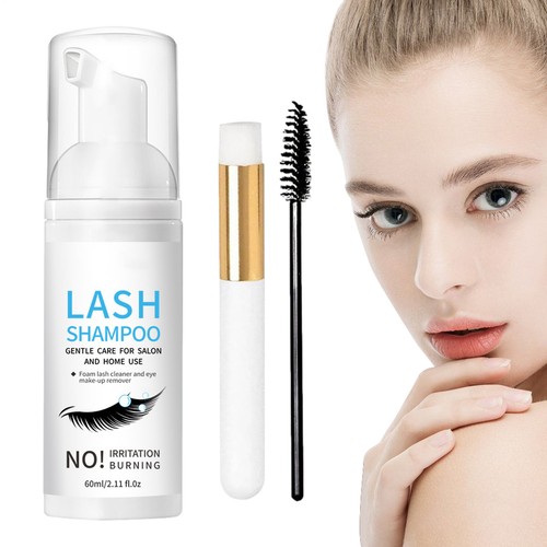 Eyelash Extension Foam Cleanser Shampoo & Brush Lash Foaming Wash Cleaner Foam