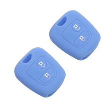 2pcs Blue Silicone Remote Key Cover Case Holder Fit For Peugeot 206 307