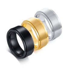8mm Men's Stainless Steel Anxiety Spinner Ring Band Wedding Fidget Ring 7-13