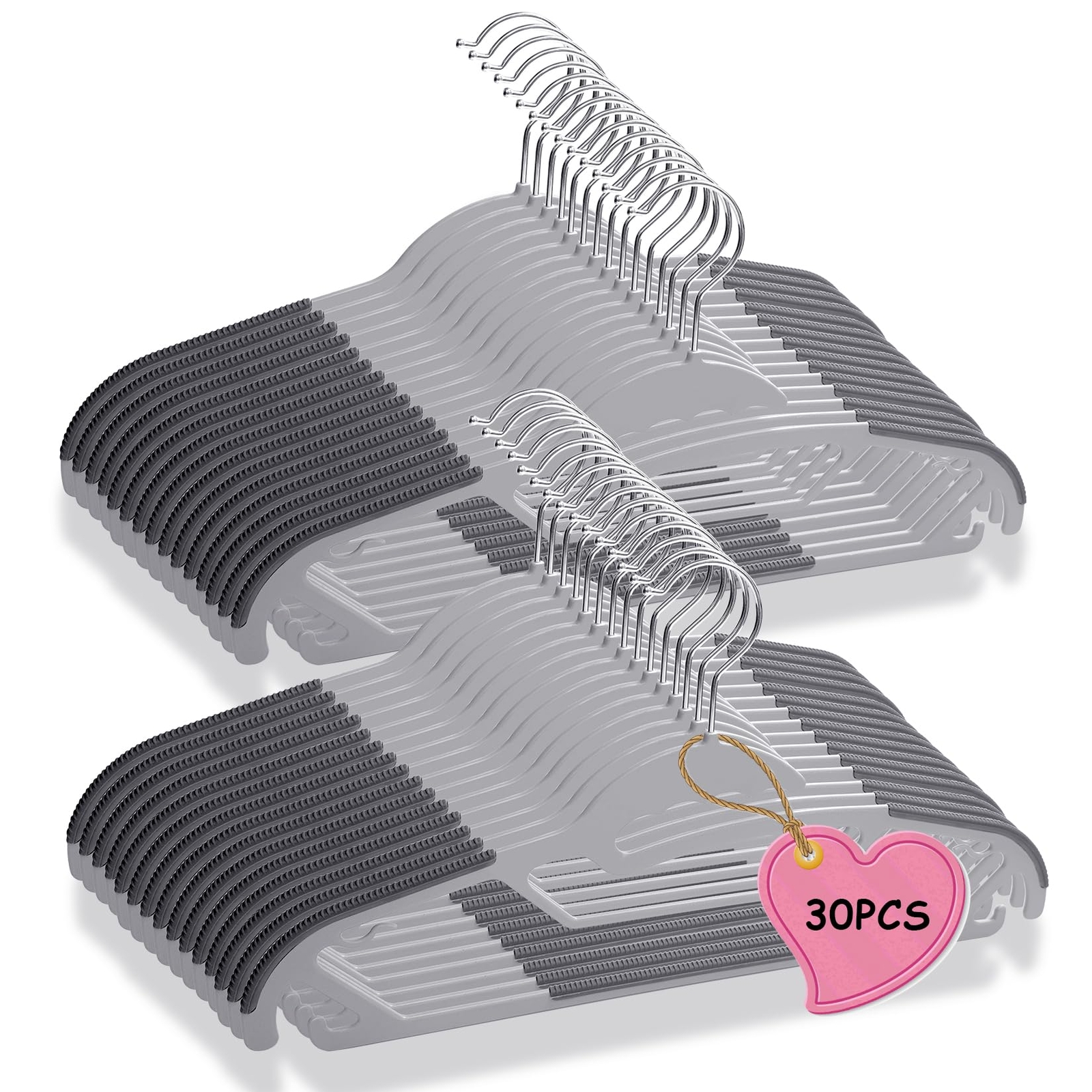 30-Pack Heavy Duty Plastic Clothes Hangers for Adults & Coats-image
