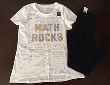 NWT Gap Factory Girl White Math Rocks Tee  Black Leggings Outfit 8 9