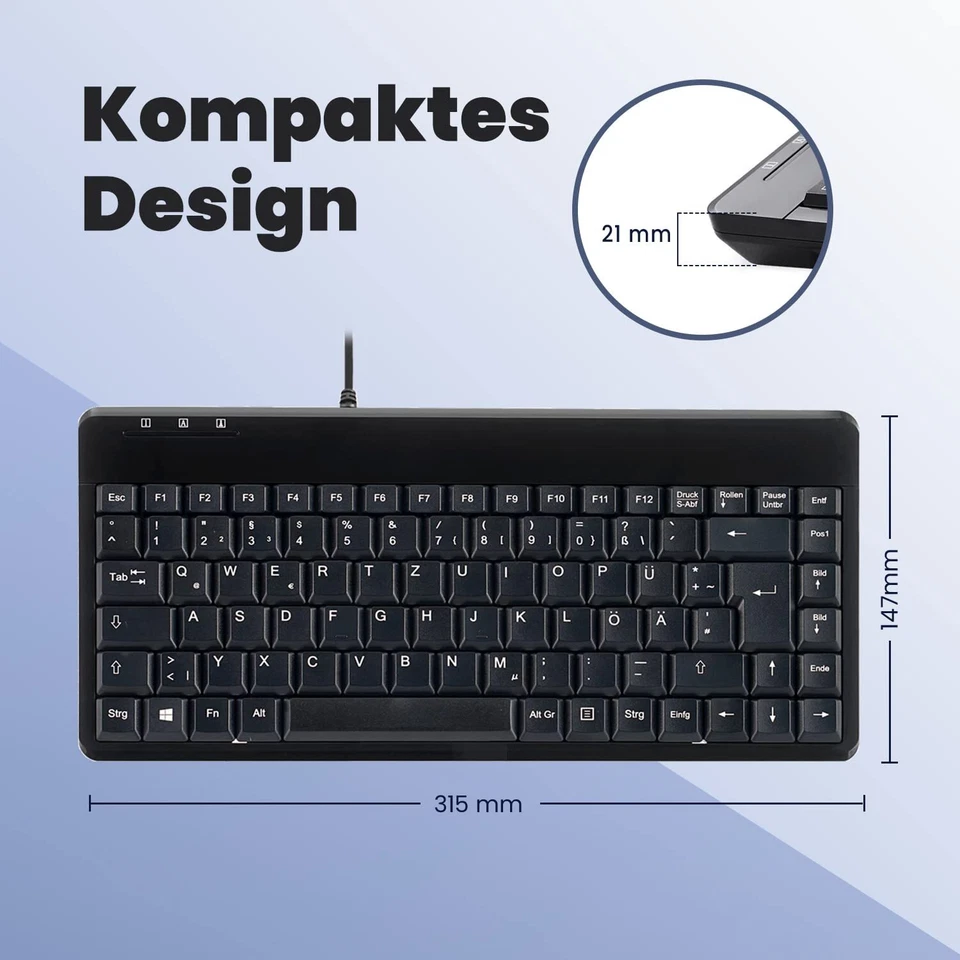 PERIBOARD-409 U Mini USB Tastatur Schnurgebunden - Kleines Praktisches Format... - Bild 2 von 4