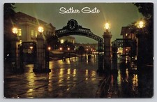 Night View of Sather Gate at University of California in Berkeley c1960 Postcard