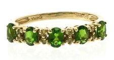 Genuine Tsavorite Garnet and Diamond Ladies Ring in 14 kt Yellow Gold.