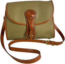 DOONEY & BOURKE Taupe and Tan Leather Essex Crossbody Bag Made in USA