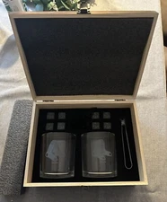 The Memory Company Boston Red Sox Whiskey Rocks Glass Set in Wooden Box Whisky