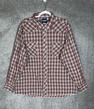 Vintage Wrangler Western Pearl Snap Shirt Mens Size 2X Tall Red Plaid Pockets