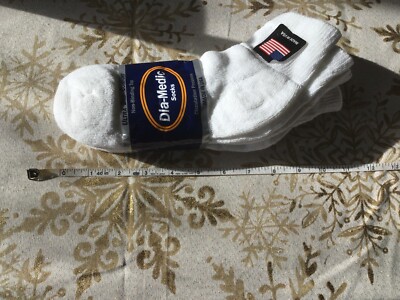 Dia-Medic White Bootie Socks 3-Pack - USA Made - Size 9-11 - Ultra Dry Comfort 