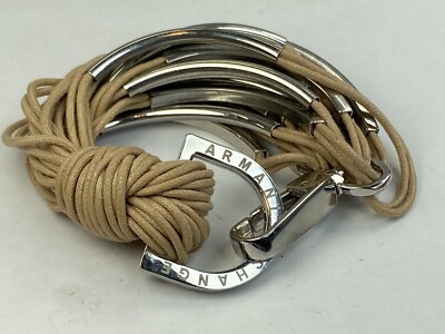 Armani Exchange Bracelet Tan Light Brown Fabric Rope Multi