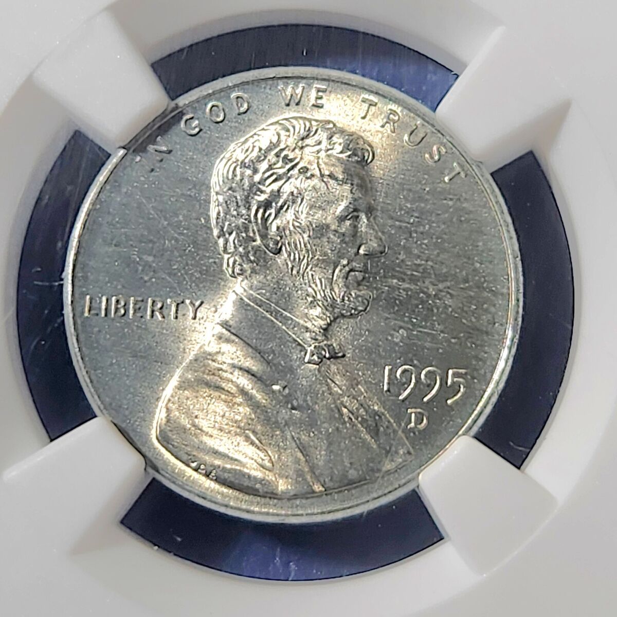 MS66 UNPLATED PLANCHET 1995-D Zinc LIncoln Memorial Cent MS66 UNPLATED PLANCHET 1995-D Zinc LIncoln Memorial Cent