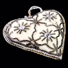 LOVELY ANTIQUE BRETON BAPTISM HEART PEARL EMBROIDERY EARLY 20th century