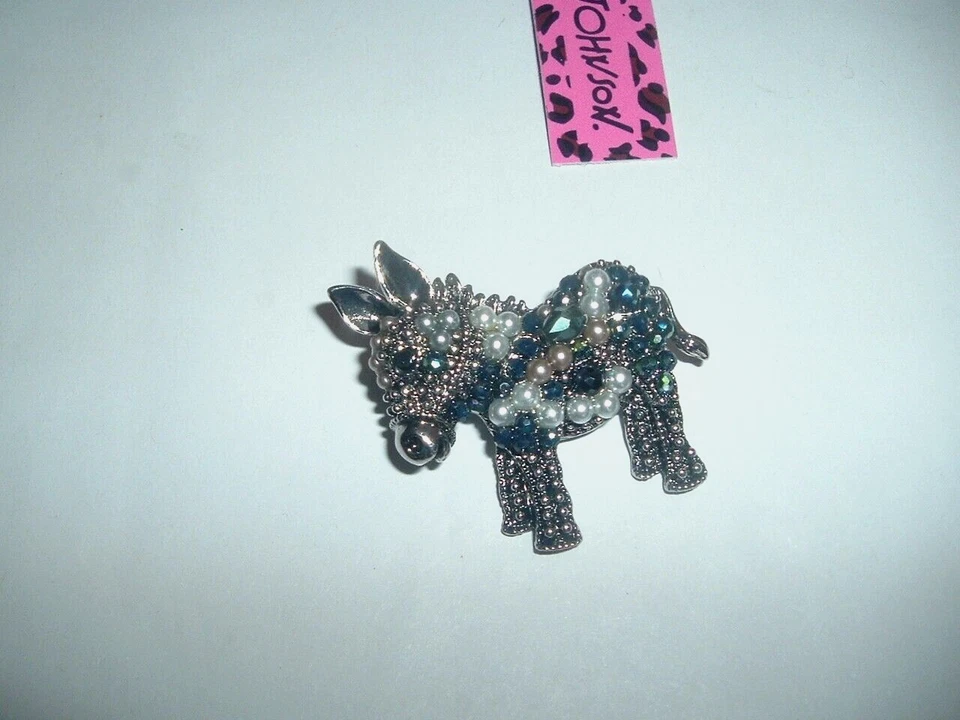 Betsey Johnson хрустальные стразы жемчуг серебро осла заколка брошь новый с Ярлыками - Изображение 3 из 4
