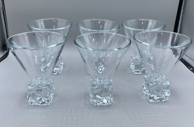 VTG Set 6 Melting Ice Cube Base Martini Glasses Barware Di Saronno Italy 4.75''H