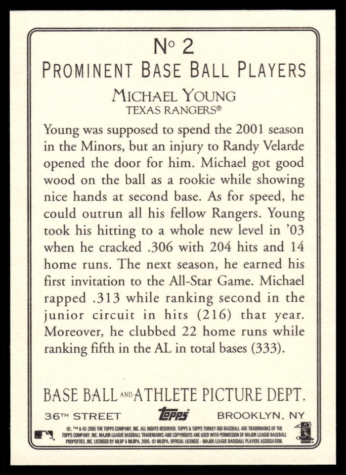 2005 Topps Turkey Red Baseball #1-149 Pick Your Card - Image 2 of 2