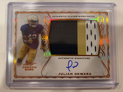 Julian Okwara 2020 Leaf Trinity Football Auto/Patch PA-JO2